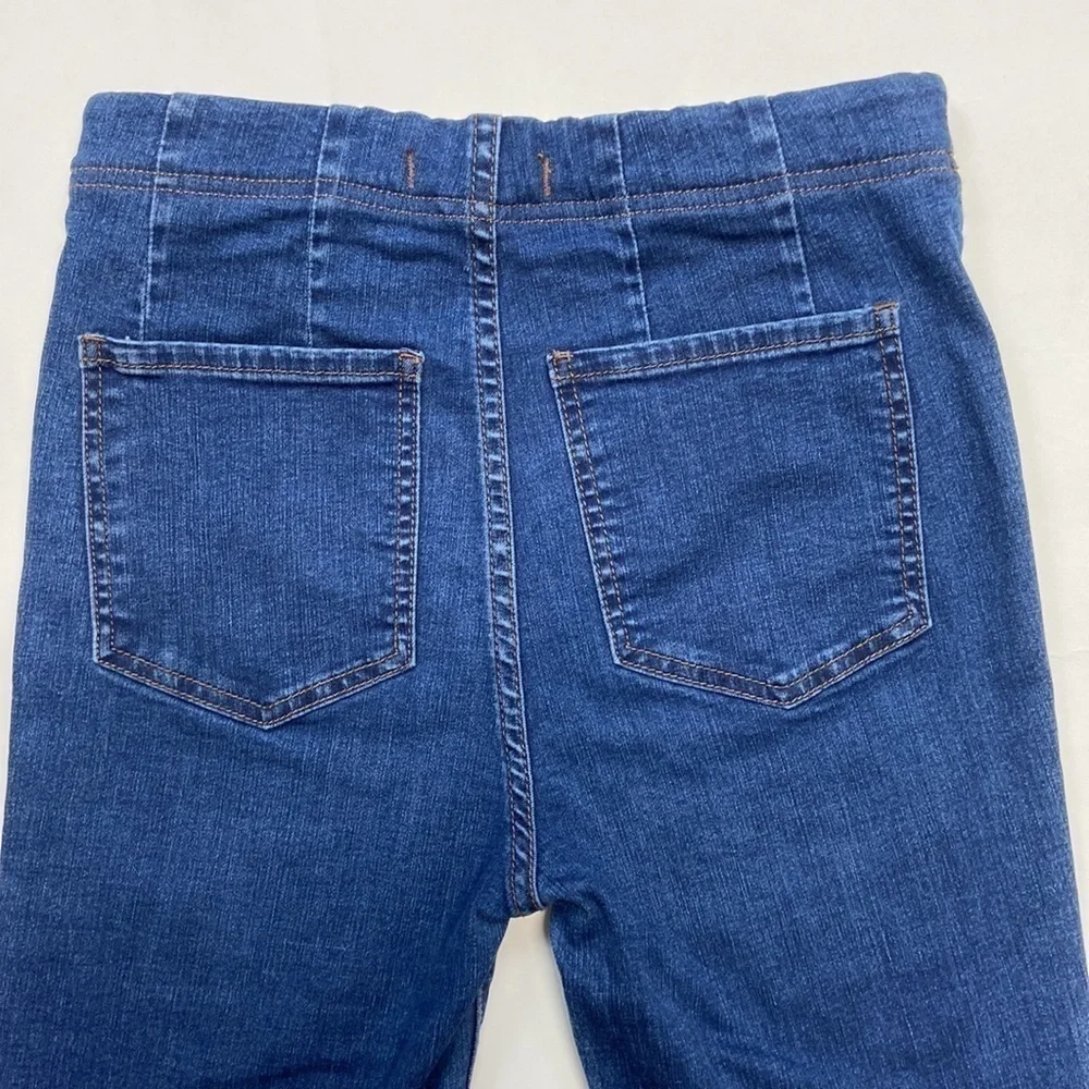 Free People Ultra High Waist High Rise Pleated Pull On Wide Leg Crop Jeans